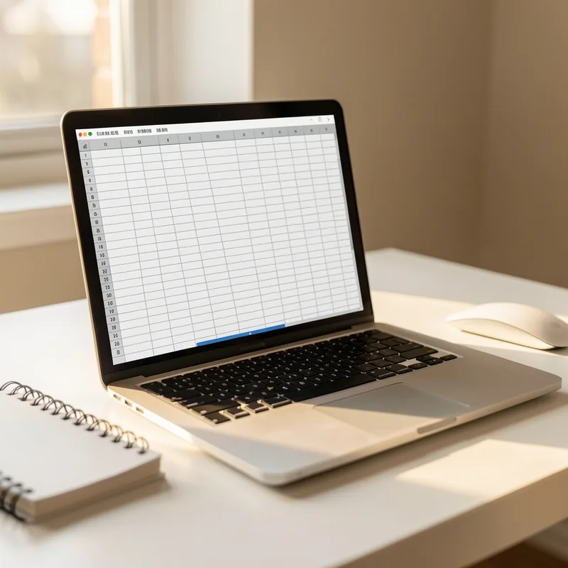 Écran d&rsquo;ordinateur portable affichant un tableur de facturation sur un bureau clair